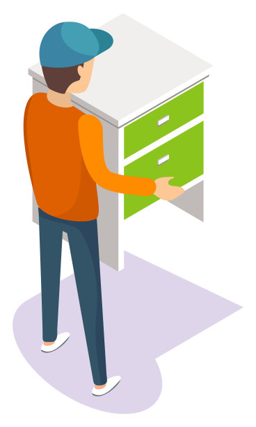 送货人携带床头桌向量图片下载