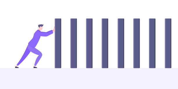 多米诺骨牌效应或业务弹性隐喻矢量插图概念。图片下载