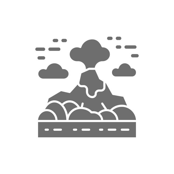 火山，山景的灰色图标。在白色背景上隔离图片下载