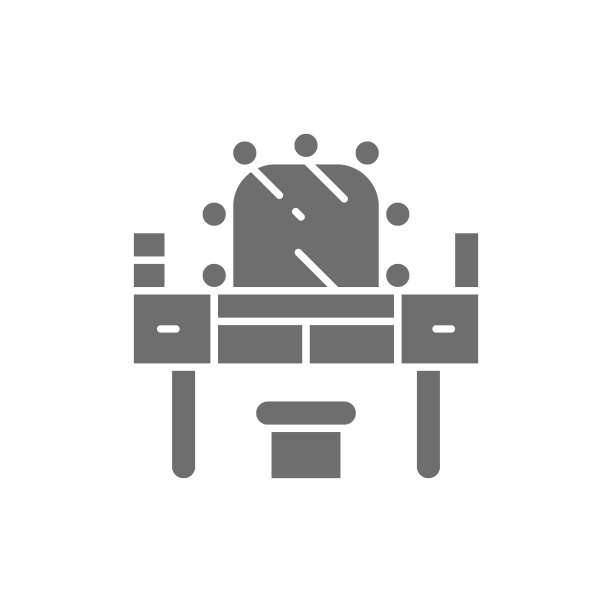 梳妆台上，妆灰图标。在白色背景上隔离图片下载