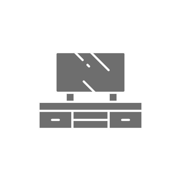 床头柜上灰色的电视图标。在白色背景上隔离图片下载