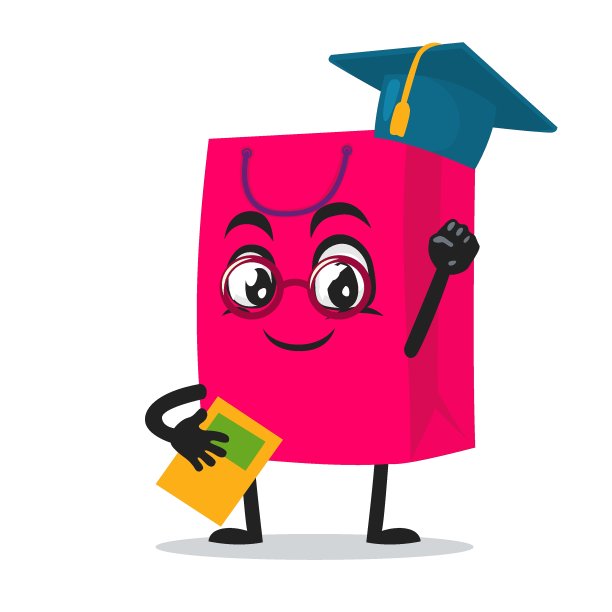 矢量插图购物袋的人物或吉祥物图片下载