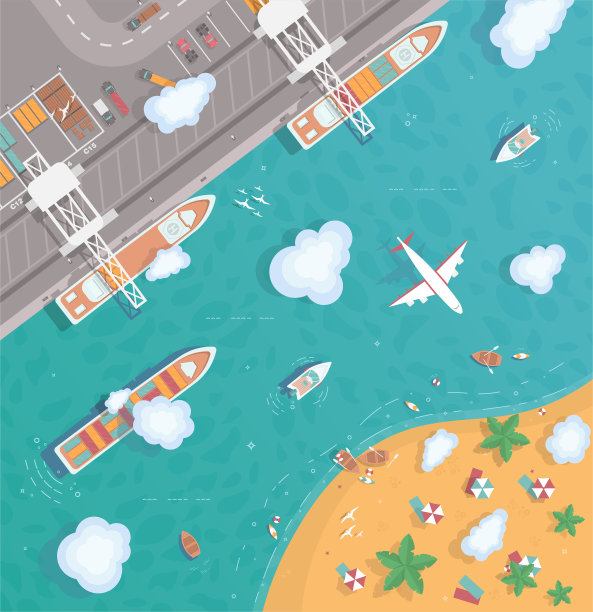 平坦式货港图解。图片下载