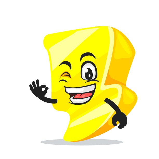 雷电吉祥物或卡通形象矢量插画图片下载