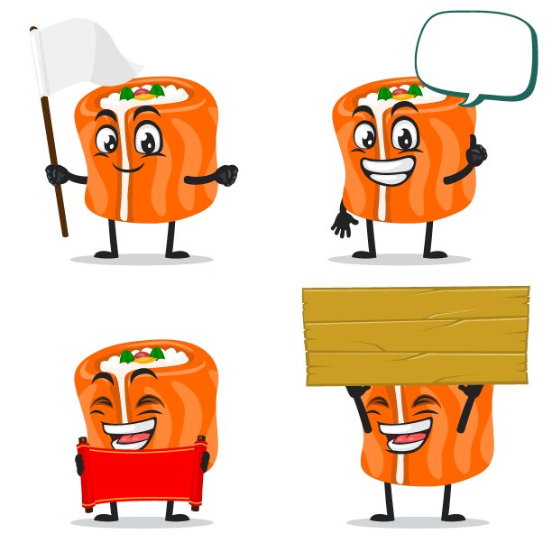 矢量插图的寿司吉祥物或角色图片下载