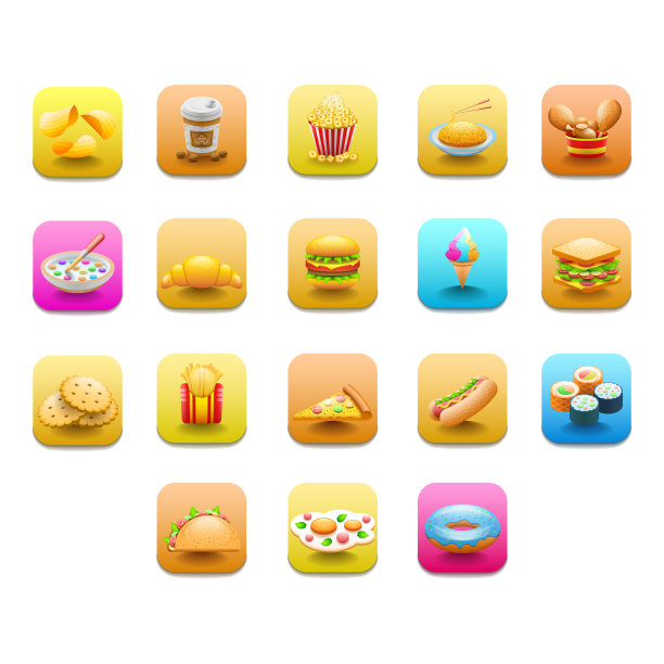 抽象快餐元素矢量设计风格背景插画图片下载