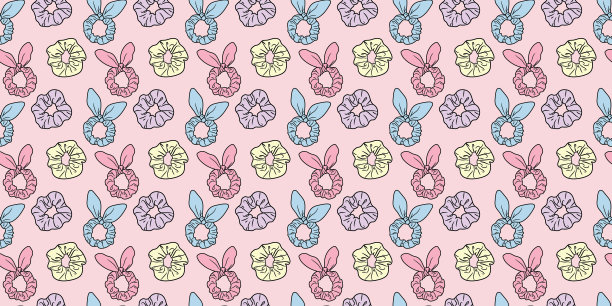 彩色的发圈重复图案的头发绑矢量背景图片下载