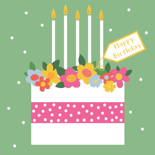 漂亮的生日蛋糕贺卡设计图片下载