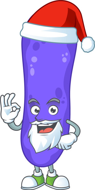 友好的大肠杆菌圣诞老人卡通人物图片下载