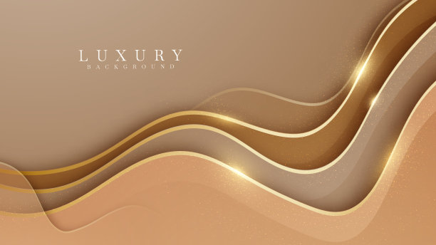 优雅的棕色阴影背景与线金色元素。写实豪华剪纸风格3d现代概念。图片下载
