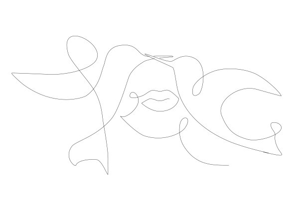 一个女人的嘴唇和鸟在一个线条艺术风格的白色背景上的矢量插图，线条艺术图片下载