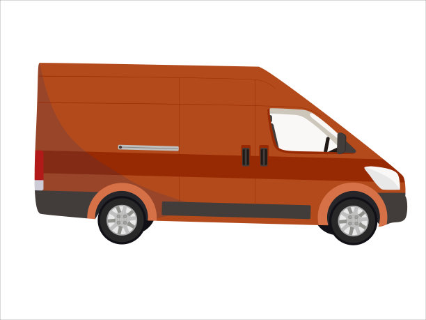 现实的矢量插图交付货车。运送车辆是橙色的。插图可以用于网页横幅，信息图形，移动设备。图片下载