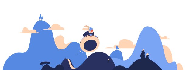 在冬天的风景中，小孩子在雪甜甜圈上跳跃。快乐的卡通人物微笑和骑油管图片下载