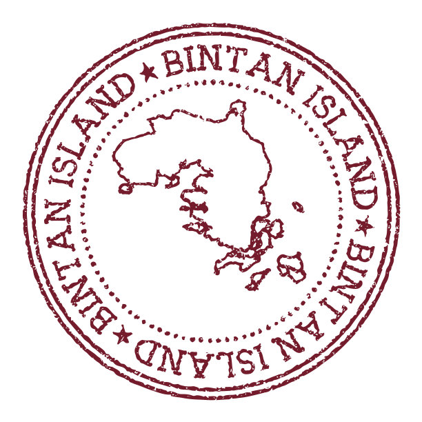 民丹岛圆形橡皮图章与岛屿地图。图片下载