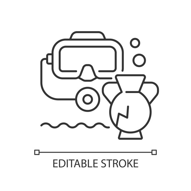 水下考古线性图标图片下载