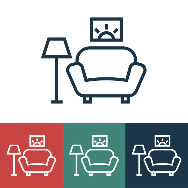 线条图标沙发带灯图片下载