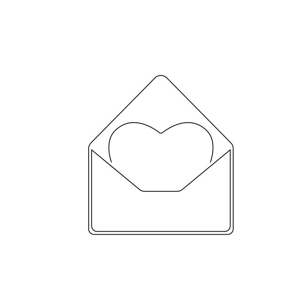 信封电子邮件明信片卡片信圣诞节情人节圣诞节细线轮廓矢量图标，浪漫的心图片下载