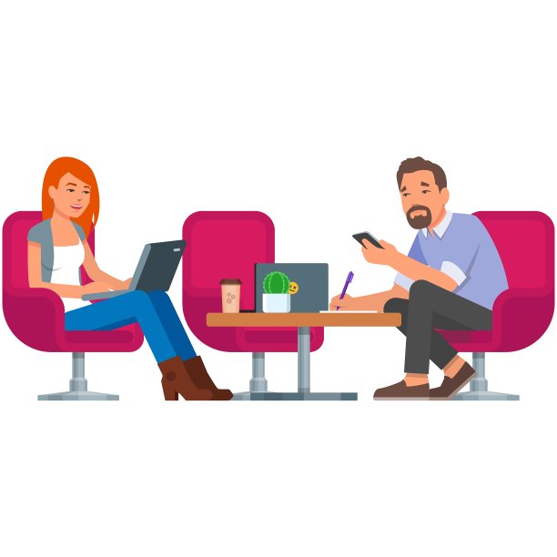 人们在共同工作的办公室矢量插图孤立在白色图片下载