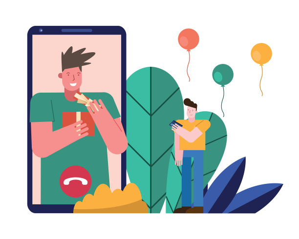 在智能手机角色场景中，男人打开礼物图片下载