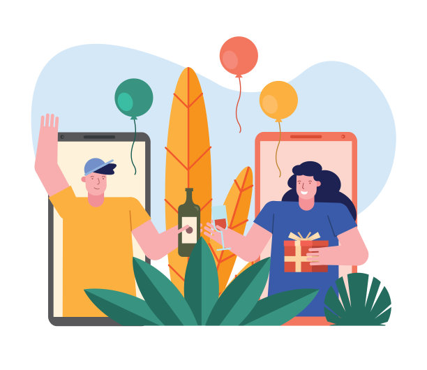 情侣在智能手机角色中打开礼物图片下载