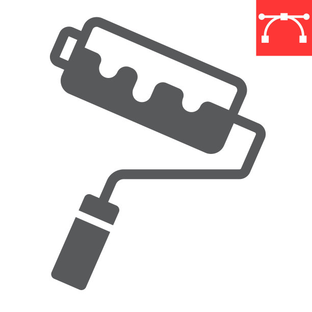 油漆滚筒字形图标的施工和修理图片下载