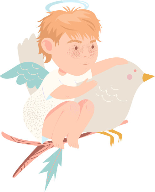 有灵光和翅膀的有趣的小天使图片下载