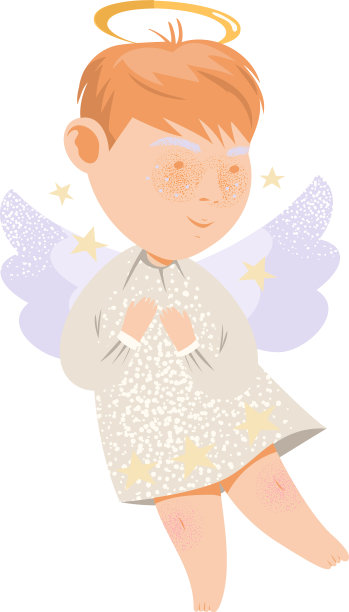 小男孩天使带着灵光和翅膀飞翔图片下载
