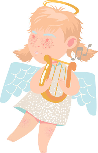 小天使带着灵光和翅膀嬉戏图片下载