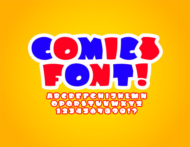 圆形字体在漫画风格，时尚的卡通字母图片下载