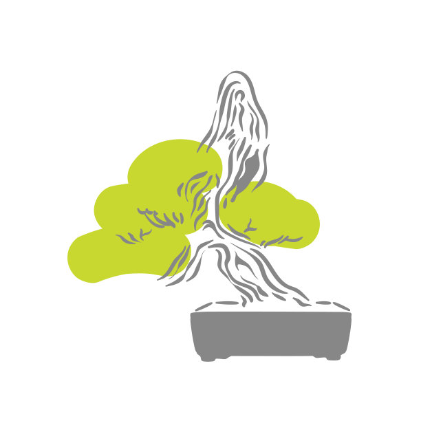 日本老盆景树在花盆标志图片下载