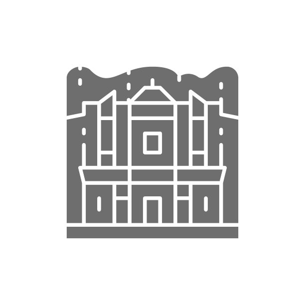 约旦佩特拉修道院，标志性的灰色图标。图片下载