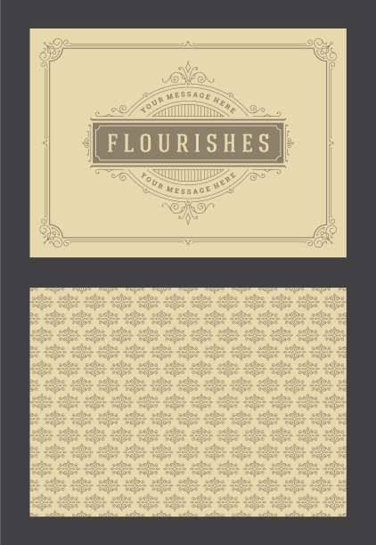复古装饰贺卡，书法华丽图片下载