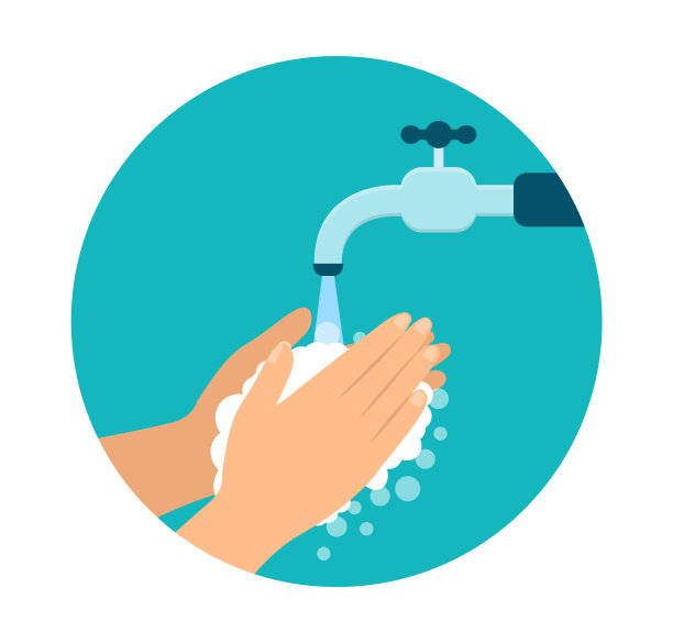 日常个人护理的洗手。用肥皂洗手，预防COVID-19。自我保护，远离病毒和细菌。冠状病毒的大流行。卫生是很重要的。矢量插图在平面风格图片下载