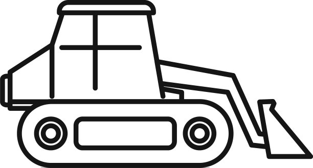 装载机推土机图标轮廓风格图片下载