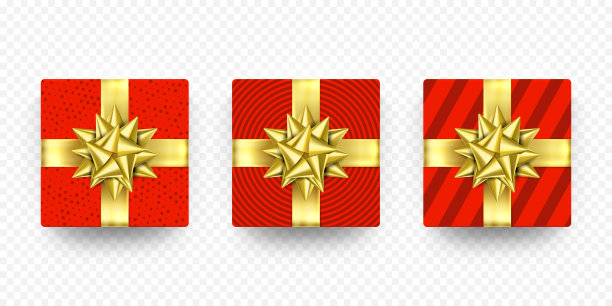 圣诞礼盒礼品红金色丝带蝴蝶结图片下载