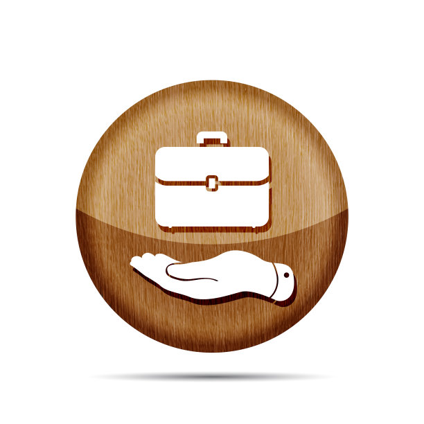 木制的平的手显示组合情况图标-矢量插图图片下载