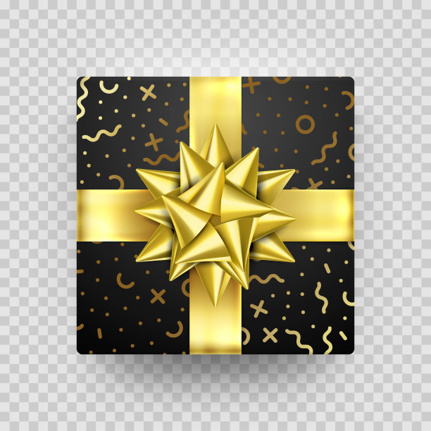 圣诞礼盒礼物金色丝带蝴蝶结金色图片下载