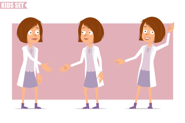 卡通扁医生小女孩角色集图片下载