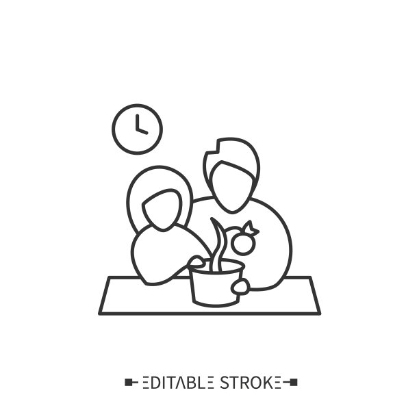 家庭种植植物在家线图标可编辑图片下载