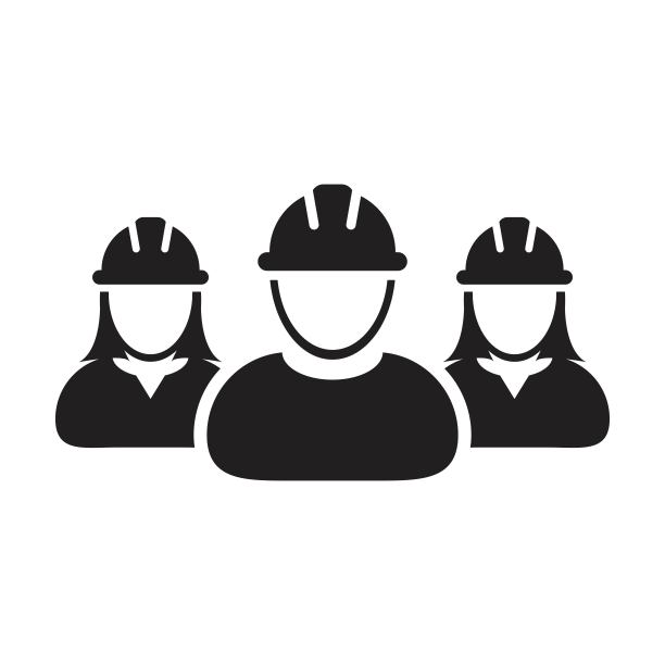 建筑承包商团队工人头像矢量图（带安全帽）图片下载