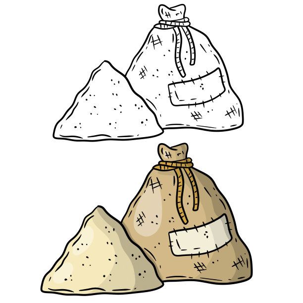 帆布粗麻袋。漫画画的插图。粉碎机的乡村元素。图片下载