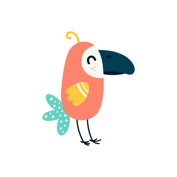 卡通鹦鹉鸟和鹦鹉野生动物鸟在一个白色的背景。矢量图图片下载