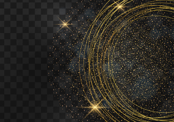 光效果线金色矢量圆。魔术闪闪发光，漩涡尾迹效果的透明背景。向量图片下载