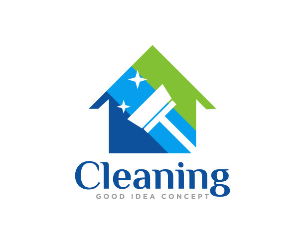 清洁服务标志设计向量图片下载