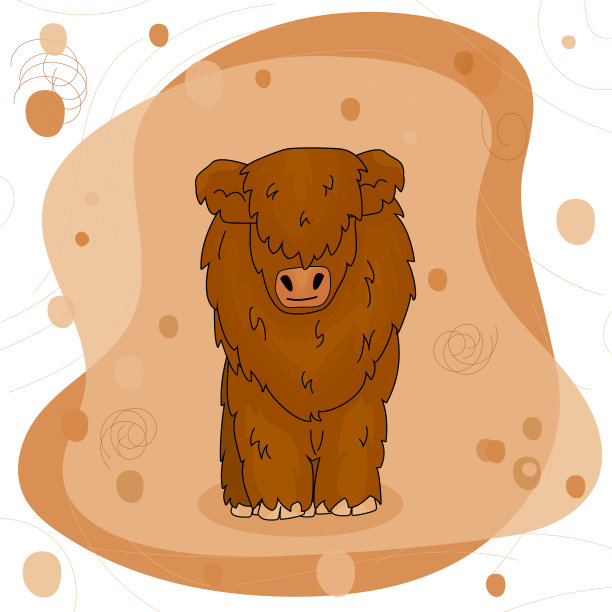 可爱的卡通牛是站在高地上的牛图片下载