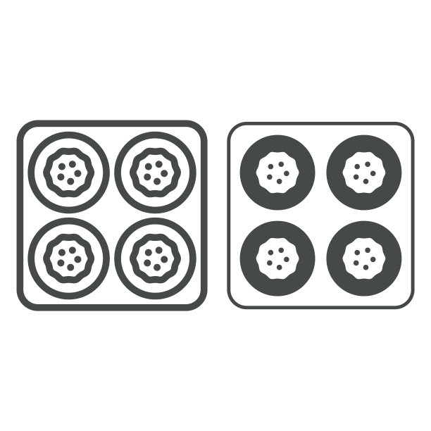 在一个圆面包线和固体图标，法国食物概念，圆面包菜矢量标志上的白色背景，饼干轮廓风格的移动概念和网页设计。矢量图形。图片下载