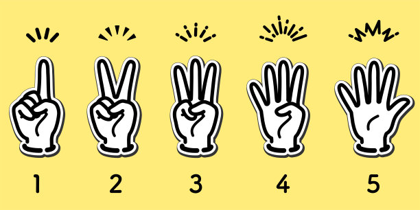 数字手势的图标集(贴纸风格)图片下载