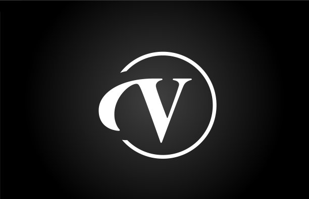 V字母标识字母图标的黑色和白色图片下载