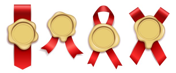 蜡黄金。老式的橡胶文件信封封着皇家信件，红丝带上还有蜡烛蜡邮票。奢侈元素为文凭或证书，质量保证向量孤立设置图片下载