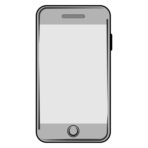 简单线条的手机矢量图标。手机矢量与空白灰色屏幕隔离在白色背景。手机图标图片下载